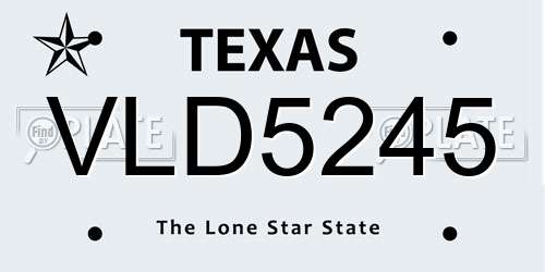 VLD5245 Texas License Plate
