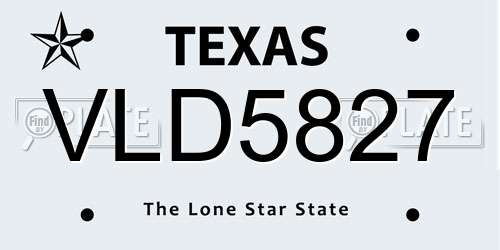VLD5827 Texas License Plate