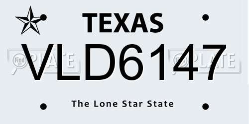 VLD6147 Texas License Plate