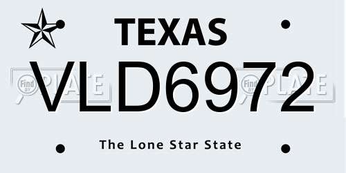 VLD6972 Texas License Plate