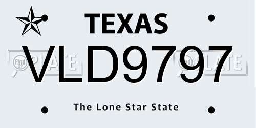 VLD9797 Texas License Plate