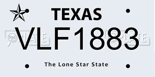 VLF1883 Texas License Plate