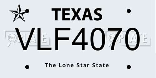 VLF4070 Texas License Plate
