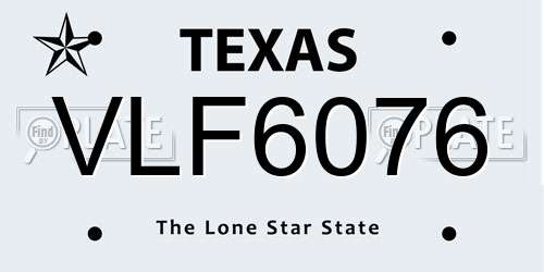 VLF6076 Texas License Plate