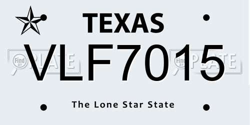 VLF7015 Texas License Plate