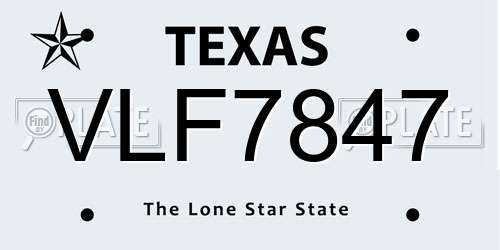 VLF7847 Texas License Plate