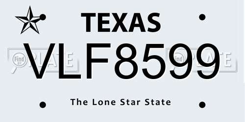 VLF8599 Texas License Plate