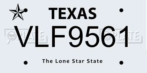 VLF9561 Texas License Plate