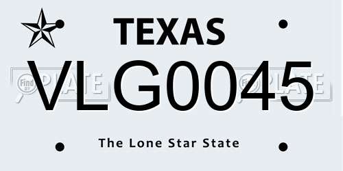 VLG0045 Texas License Plate