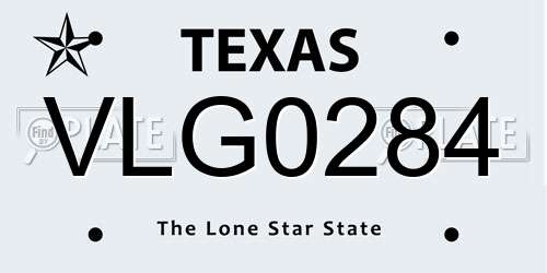 VLG0284 Texas License Plate