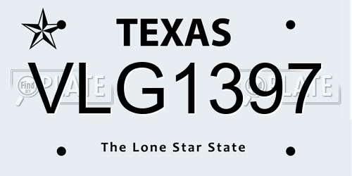VLG1397 Texas License Plate