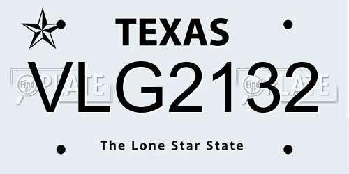 VLG2132 Texas License Plate