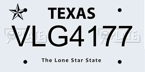 VLG4177 Texas License Plate