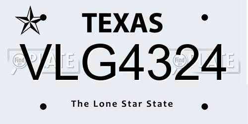 VLG4324 Texas License Plate