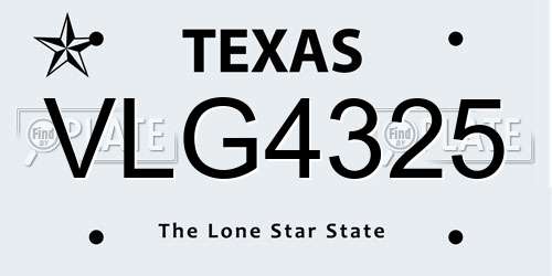 VLG4325 Texas License Plate