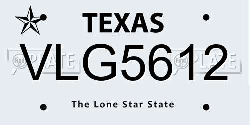 VLG5612 Texas License Plate