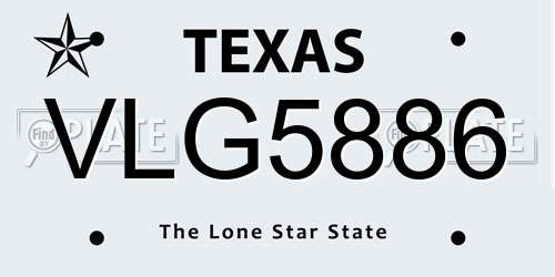 VLG5886 Texas License Plate