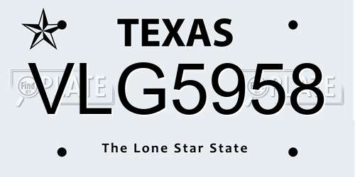 VLG5958 Texas License Plate