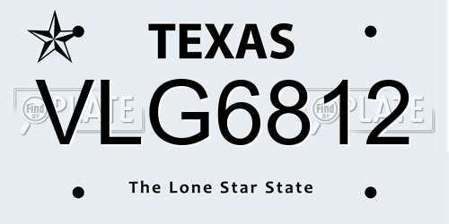 VLG6812 Texas License Plate