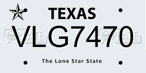 VLG7470 Texas License Plate