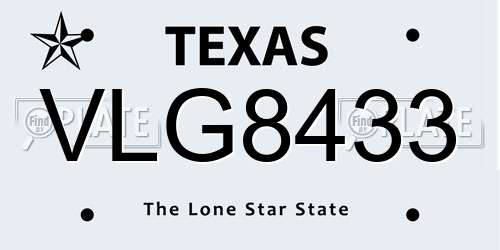 VLG8433 Texas License Plate