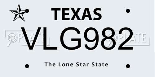 VLG982 Texas License Plate