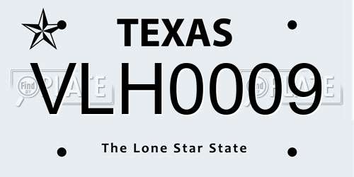 VLH0009 Texas License Plate