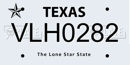 VLH0282 Texas License Plate