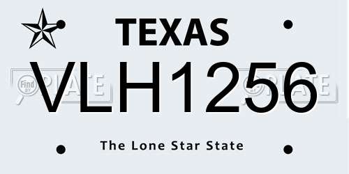 VLH1256 Texas License Plate