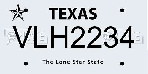 VLH2234 Texas License Plate