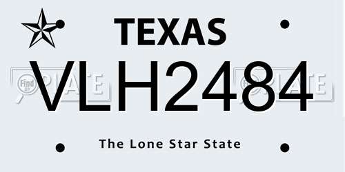 VLH2484 Texas License Plate