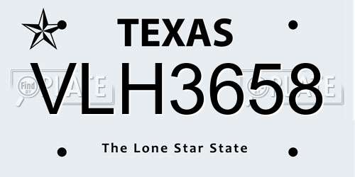 VLH3658 Texas License Plate