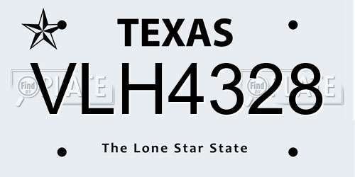 VLH4328 Texas License Plate