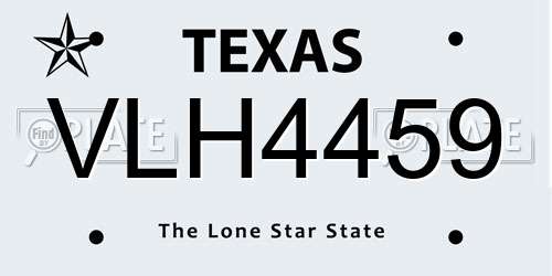 VLH4459 Texas License Plate