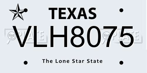 VLH8075 Texas License Plate