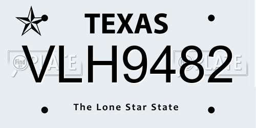 VLH9482 Texas License Plate