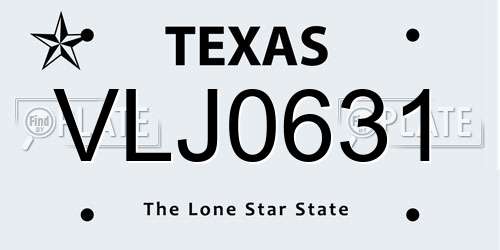 VLJ0631 Texas License Plate