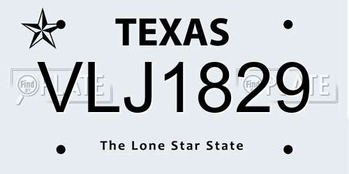 VLJ1829 Texas License Plate