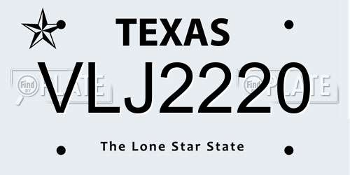VLJ2220 Texas License Plate