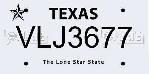 VLJ3677 Texas License Plate