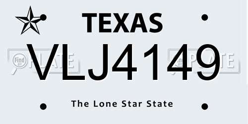 VLJ4149 Texas License Plate