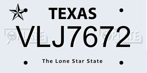 VLJ7672 Texas License Plate