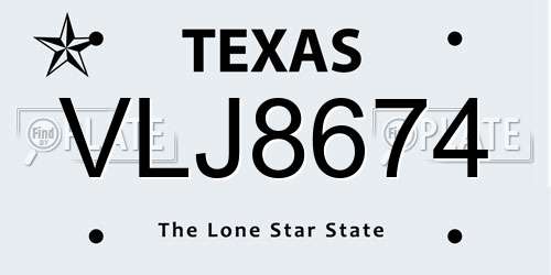 VLJ8674 Texas License Plate