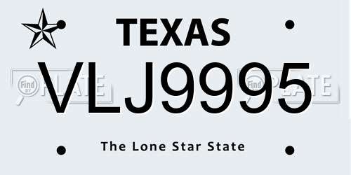 VLJ9995 Texas License Plate