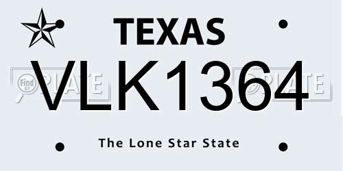 VLK1364 Texas License Plate