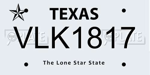 VLK1817 Texas License Plate
