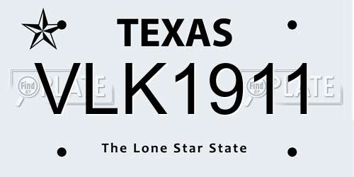 VLK1911 Texas License Plate