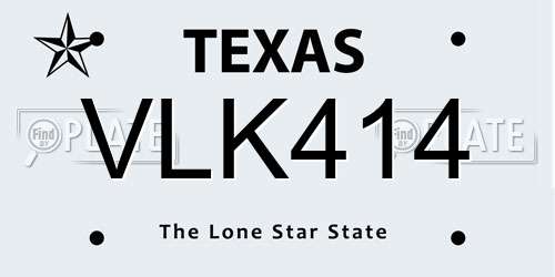 VLK414 Texas License Plate