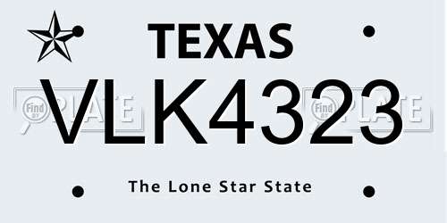 VLK4323 Texas License Plate