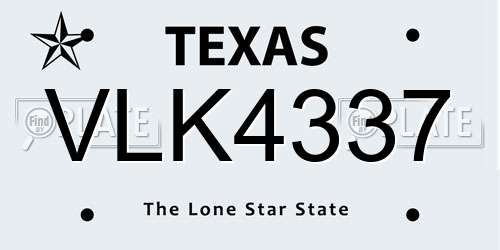 VLK4337 Texas License Plate